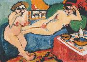 Zwei Akte auf blauem Sofa Ernst Ludwig Kirchner